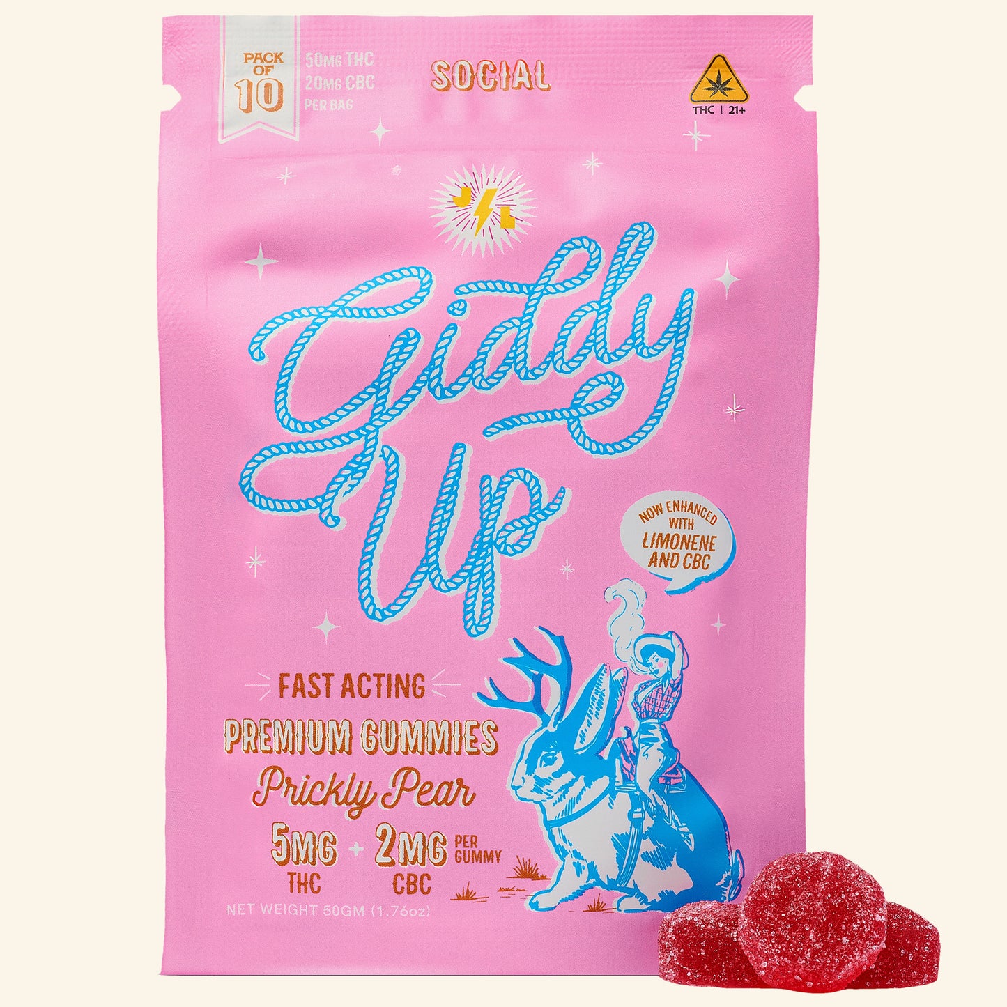 5MG Giddy Up Gummies in Prickly Pear (SOCIAL)