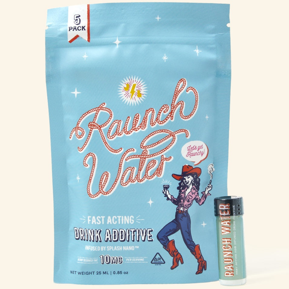 10MG THC Raunch Water: Beverage Booster - 5 Discreet Vials